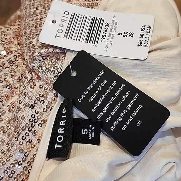 Torrid - Sequin Off The Shoulder Top in Gold - Picture 9 of 14